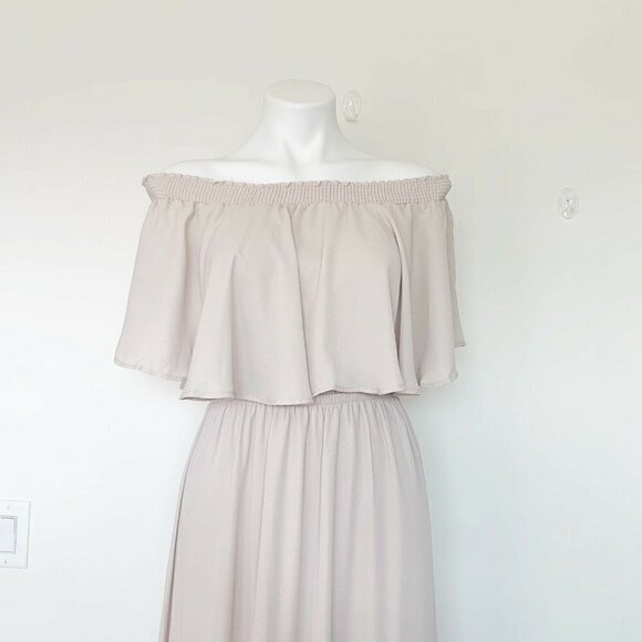 NWT Show Me Your Mumu Hacienda Maxi Dress SMALL Show Me The Ring Crisp beige - Picture 7 of 12